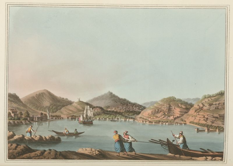 Escena marina del Puerto Occidental de la Isla de Samos de Luigi Mayer, medio desconocido