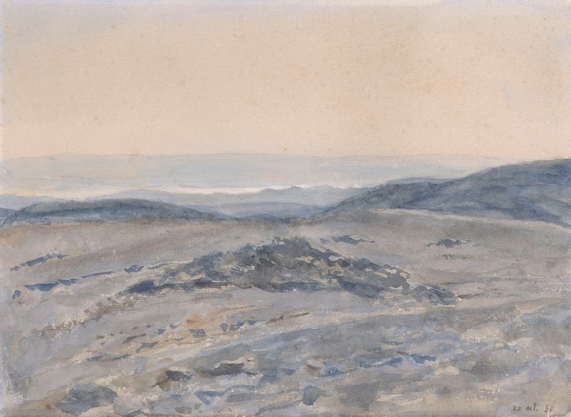Landscape view of the Dead Sea and Moabite Mountains by Juliaan De Vriendt, oil painting