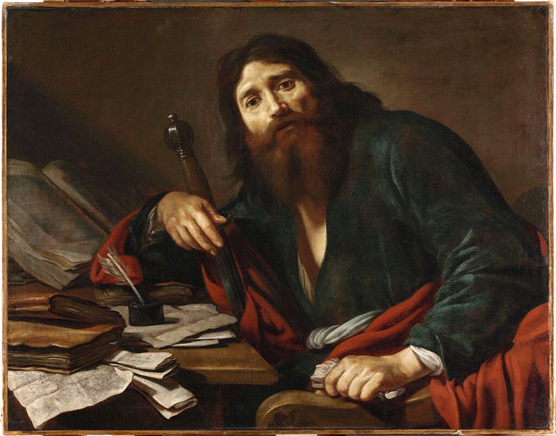 San Pablo de Claude Vignon, óleo sobre lienzo, representando una figura religiosa con mirada intensa y claroscuro.