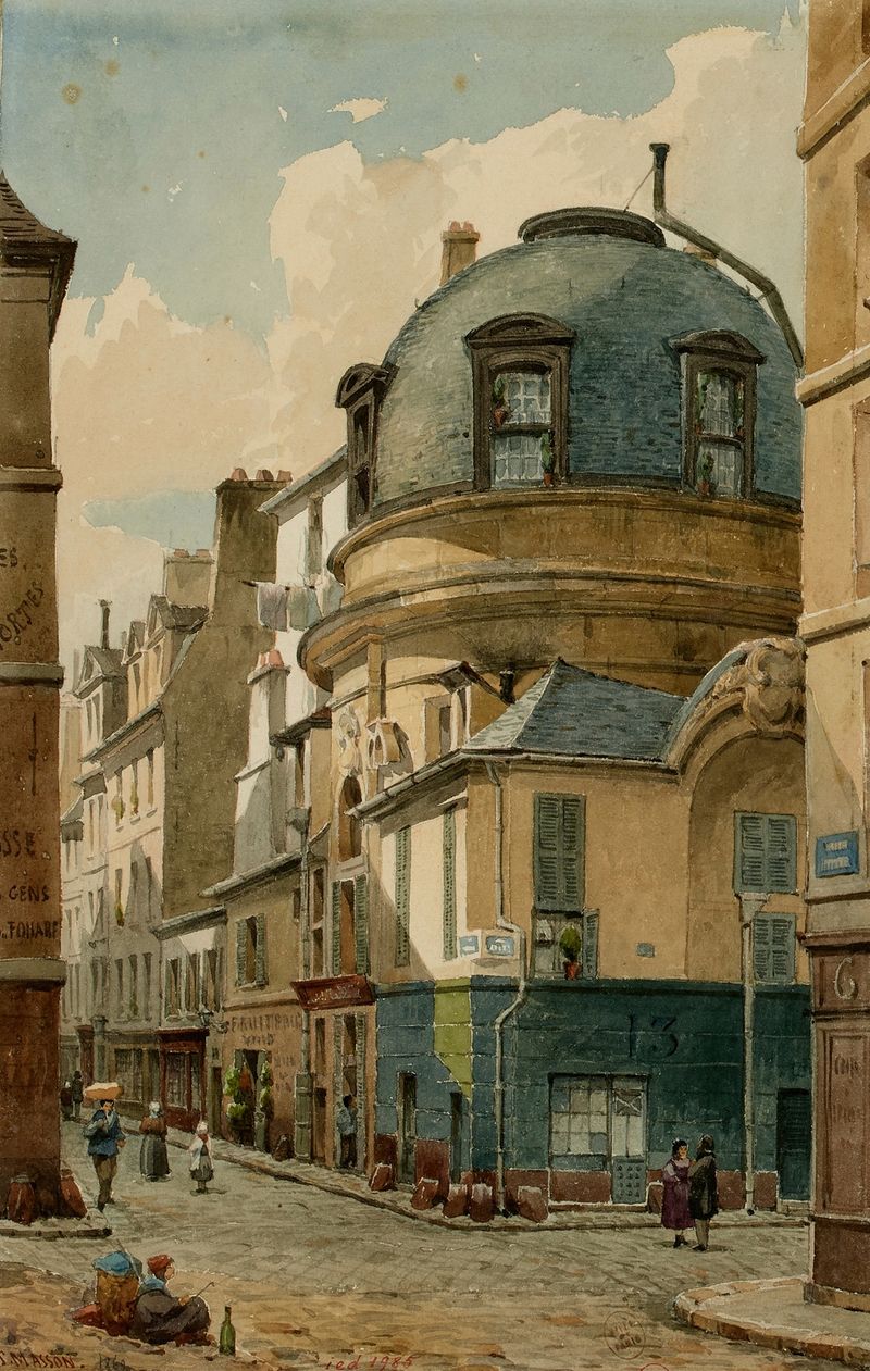 Interior scene of L’ancienne école de médecine en 1869 by Louis-Martial-Théodat Masson, oil on canvas