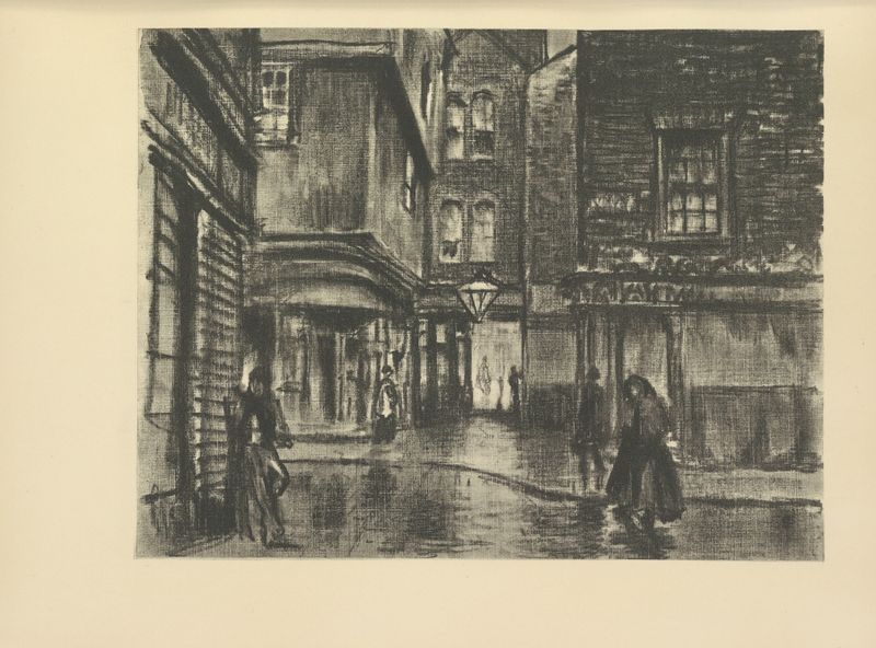 Obra de modernismo de Joseph Pennell que representa la arquitectura de Londres en 1928