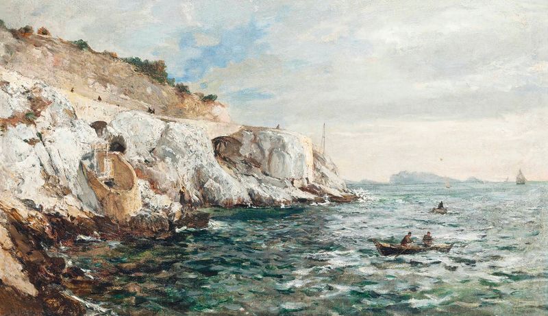 Paisaje de La corniche du Pont de la Fausse-Monnaie de Luc Raphael Ponson, pintura al óleo