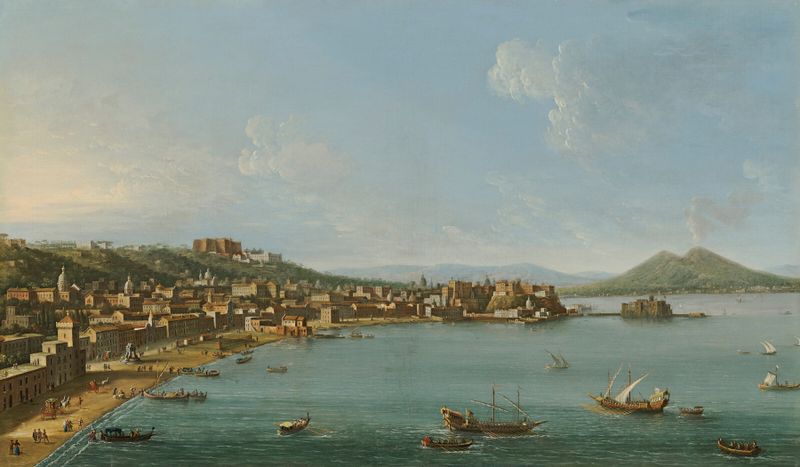 Landscape of the Riviera di Chiaia with Vesuvius, oil painting by Antonio Joli