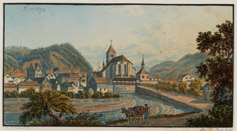 Landscape of Appenzell by David Alois Schmid, oil painting depicting mountains and valleys.