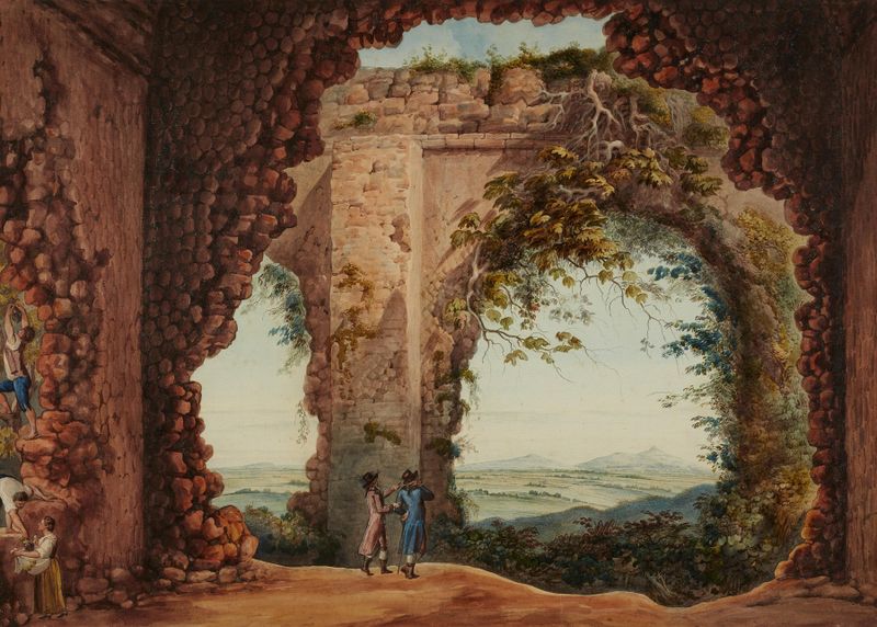 Paisaje que representa la Campagna al crepúsculo, pintura al óleo de Abraham-Louis-Rodolphe Ducros