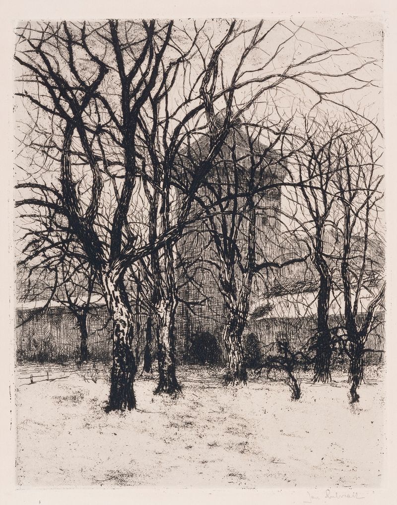 Landscape of Planty krakowskie koło Bramy Floriańskiej by Jan Rubczak, oil on canvas