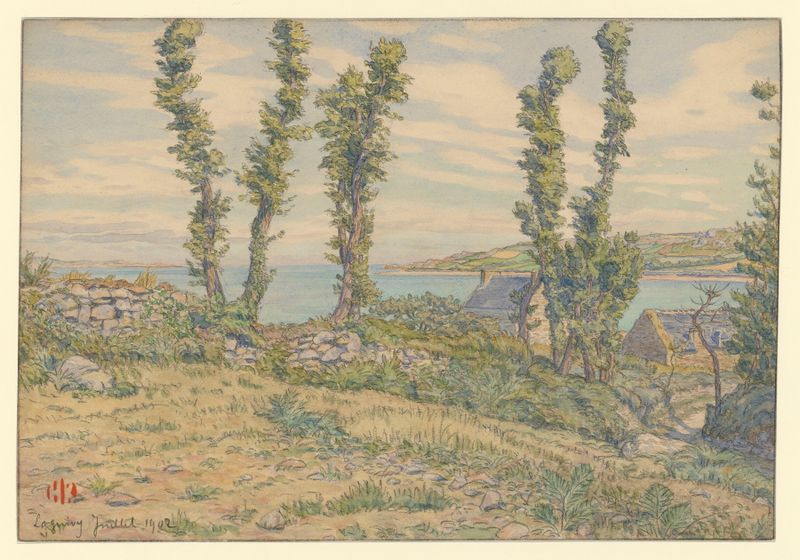 Loguivy by Henri Rivière, depicting ocean waves and sky in oil painting.