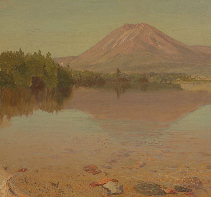 Mt. Katahdin desde Lake Katahdin, pintura al óleo de Frederic Edwin Church