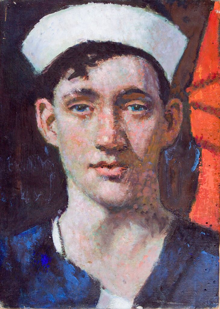 Retrato de um jovem em traje de marinheiro, óleo sobre tela de Denman Waldo Ross