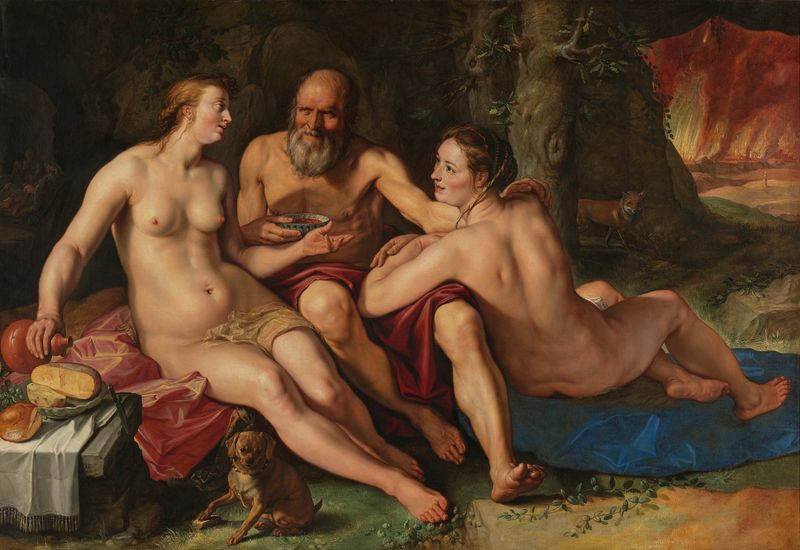 Lot and his Daughters, oil on canvas by Hendrick Goltzius