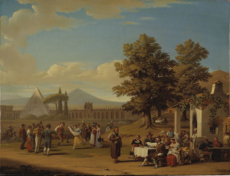 Festival da Colheita Italiana em Monte Testaccio de Hjalmar Mörner, óleo sobre tela
