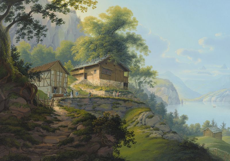 Landscape of Vierwaldstadter-See by Johann Ludwig Bleuler, oil painting