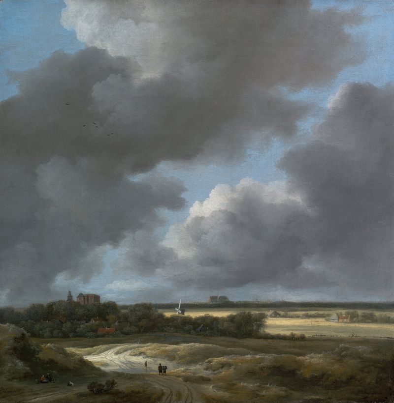 Paisaje con canal y campos, óleo sobre lienzo de Jacob van Ruisdael