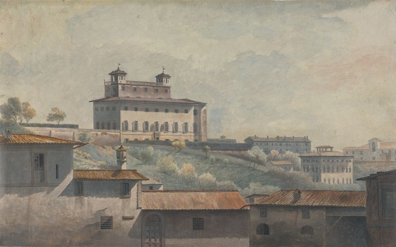 Villa Medici in Rome, architecture by Thomas Jones, oil painting
