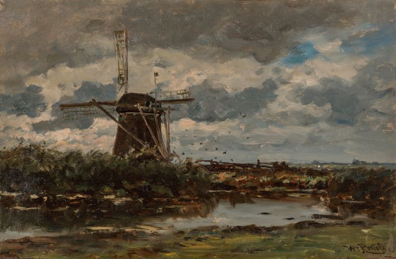 Bords du Gein pres d’Abcoude by Willem Roelofs, oil painting of a tranquil river landscape