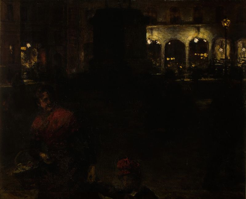 Escena de género en la Plaza Wittelsbach, pintura al óleo de Aleksander Gierymski