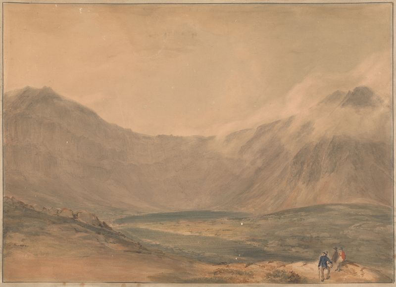 Snowdon, Gwynedd, Gales de Samuel Davis, pintura al óleo que representa un paisaje montañoso tormentoso