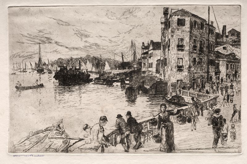 Watercolor by Otto Henry Bacher depicting a serene landscape at Castello Quarters, Riva