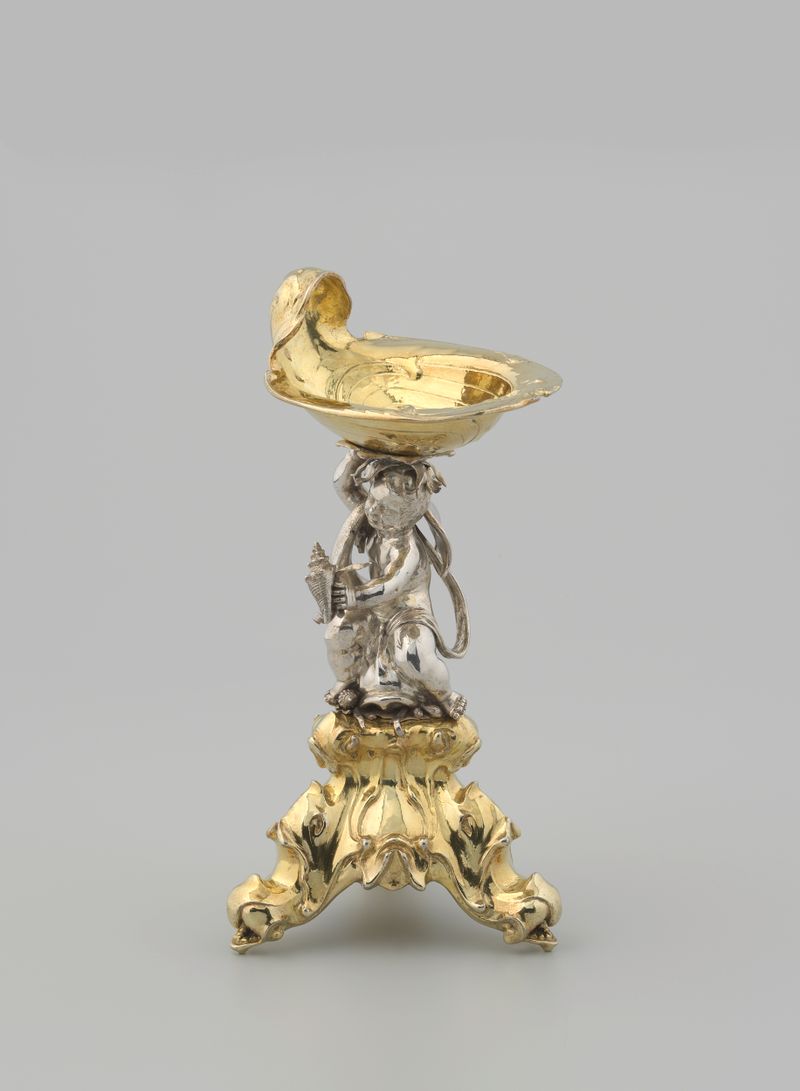 Two salt cellars with child figures, crafted by Johannes Lutma in 1639.