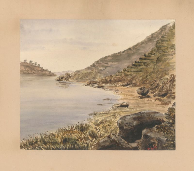Aquarela de Auguste Mouillesaux de Bernières que retrata cores vibrantes e um senso de caos.