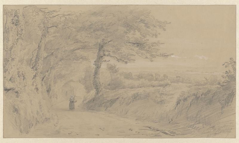 Landschap op Jersey, oil on canvas by Pierre Louis Dubourcq depicting a tranquil landscape.