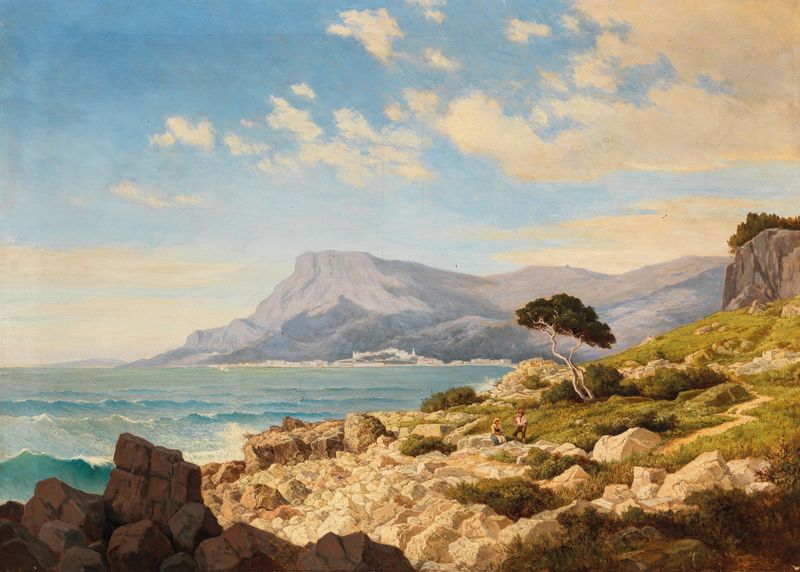 Vista del paisaje de Cap Martin hacia Mónaco por Karl Ritter von Geist, medio desconocido