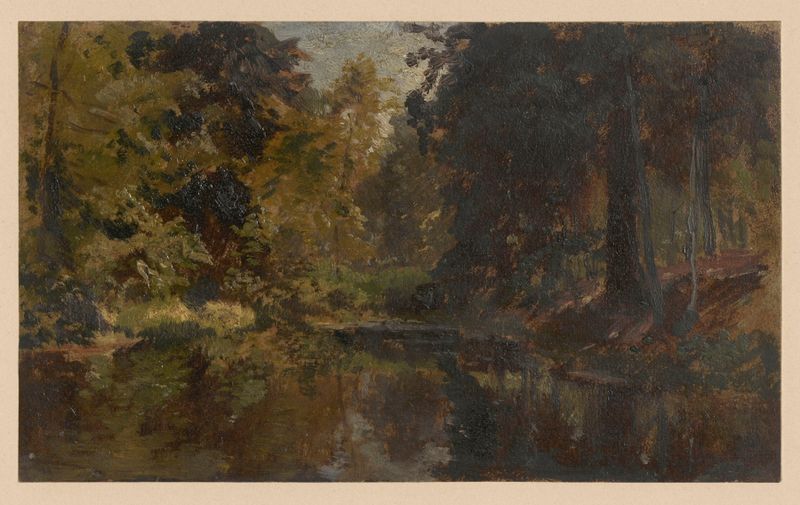 Forest lake in Oborniki Śląskie, óleo sobre tela de Adolf Dressler