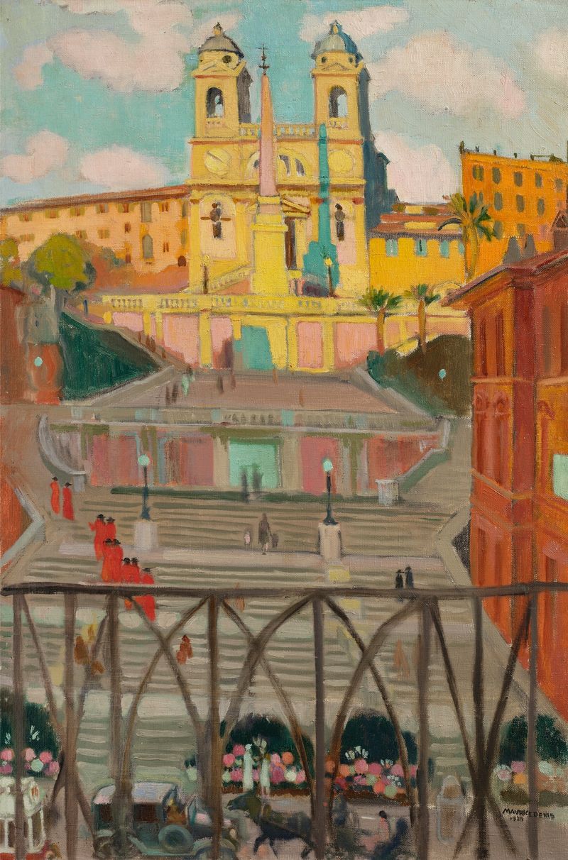 L’Escalier d’Espagne et la Trinité-des-Monts, le soir, oil on canvas by Maurice Denis