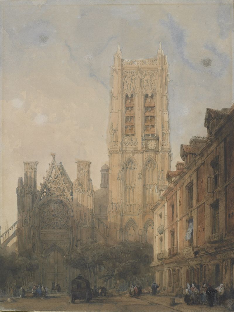 Iglesia de St. Jacques en Dieppe, óleo sobre lienzo de David Roberts