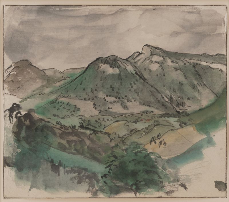 Landscape II; Puy-de-Dôme, oil on canvas by Jules Chadel depicting rolling hills and golden light