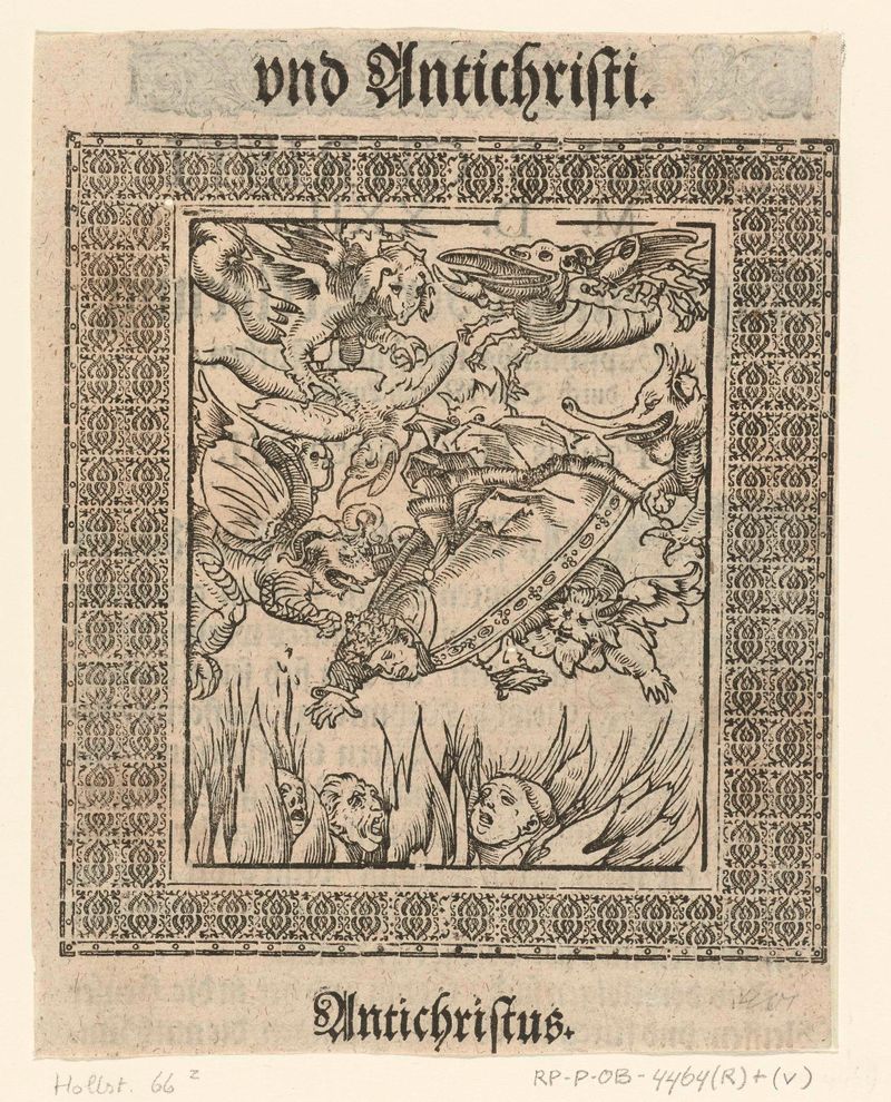 Obra religiosa de Lucas Cranach mostrando uma serpente e uma figura em desespero, meio papel