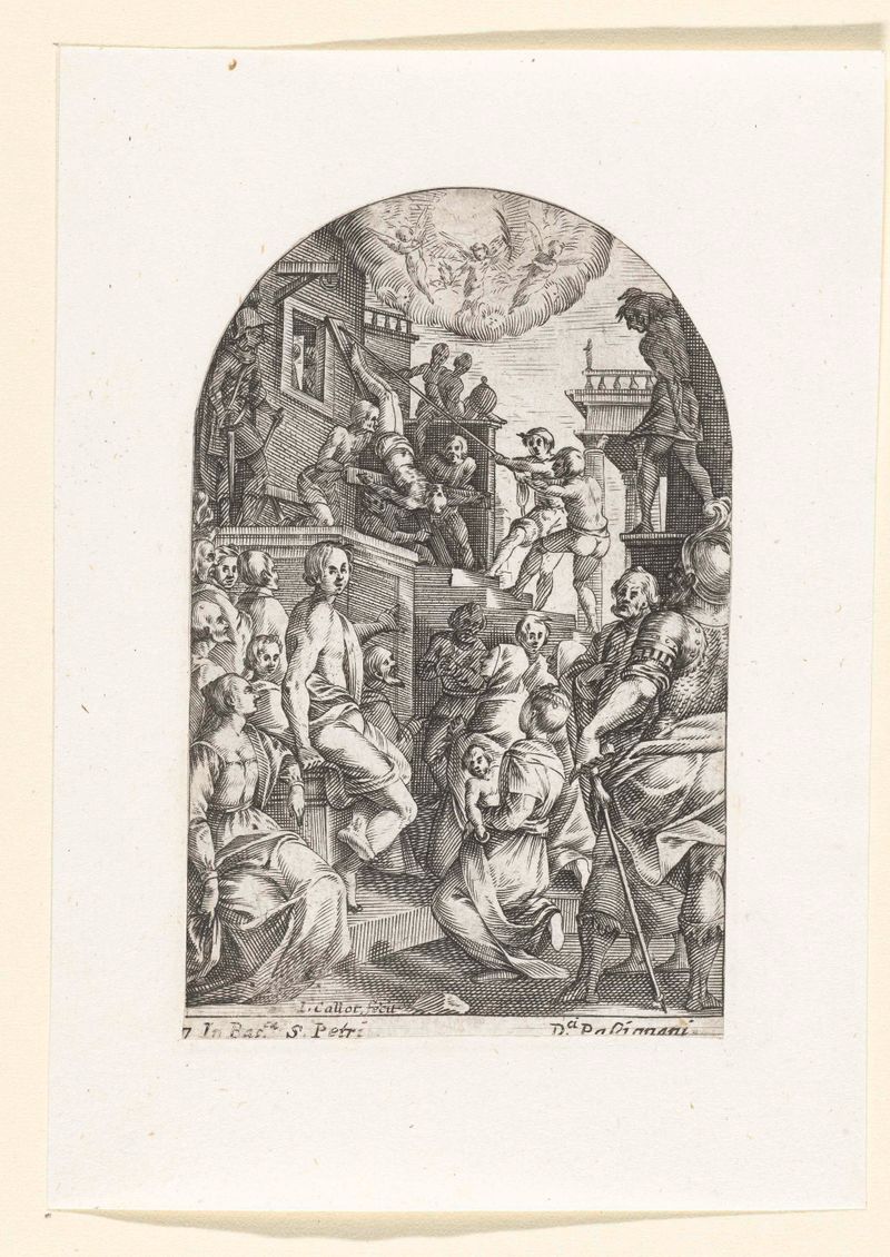 Grabado de Jacques Callot que representa el martirio de San Pedro