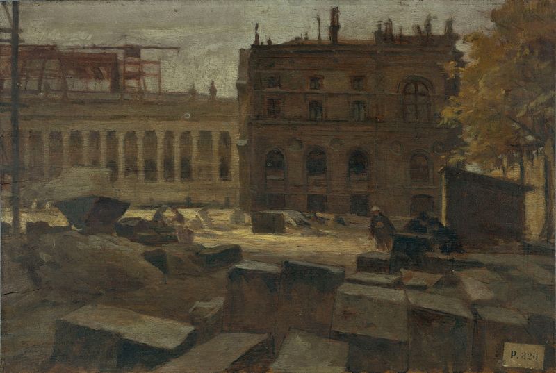 La démolition du Palais de l’Industrie, oil on canvas by Eugène Trigoulet