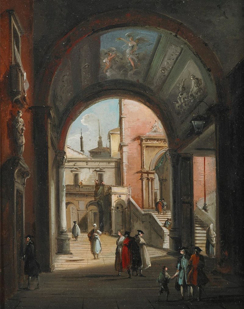 Portikus by Giuseppe Bernardino Bison, oil on canvas, depicting a portico with figures and light