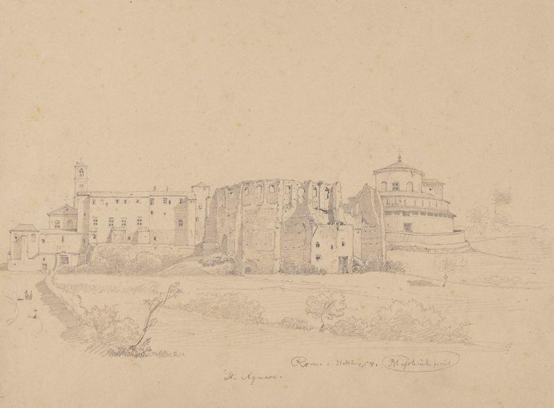 Mausoleo de Santa Costanza en Roma, pintura al óleo de Arthur Blaschnik