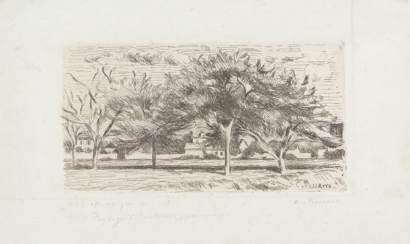 Paisagem com macieiras em flor, óleo sobre tela de Camille Pissarro