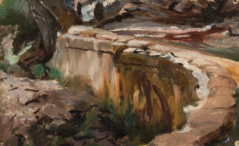 Cementerio de la Hermandad en Sebastopol, pintura al óleo de Jan Ciągliński, con lápidas en luz tenue.