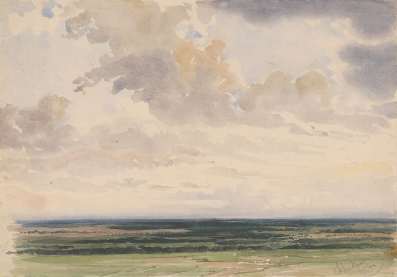 View of the Šúr by Friedrich Carl von Scheidlin, oil on canvas depicting water and sky reflections.
