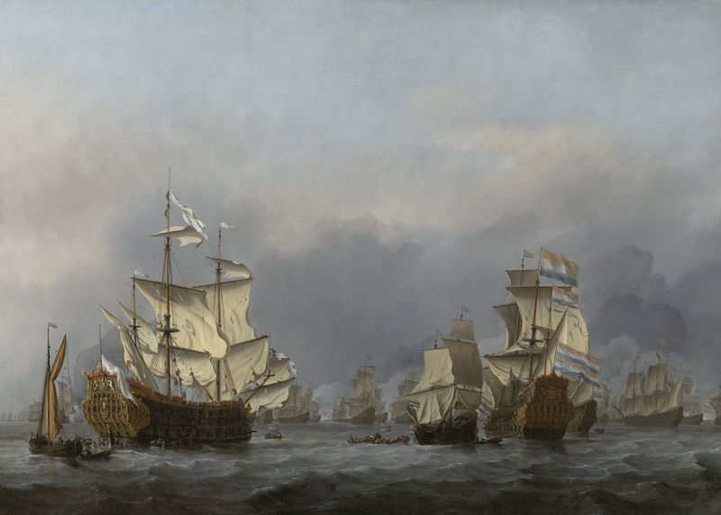 A Rendição do Príncipe Real, óleo sobre tela de Willem van de Velde