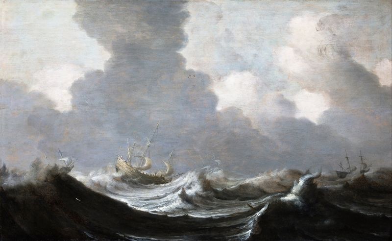 Four Vessels Running Before a Gale, oil on canvas by Pieter Mulier the Elder