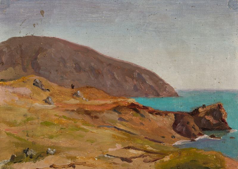 Óleo sobre lienzo de Jan Ciągliński que muestra olas del océano y luz solar.