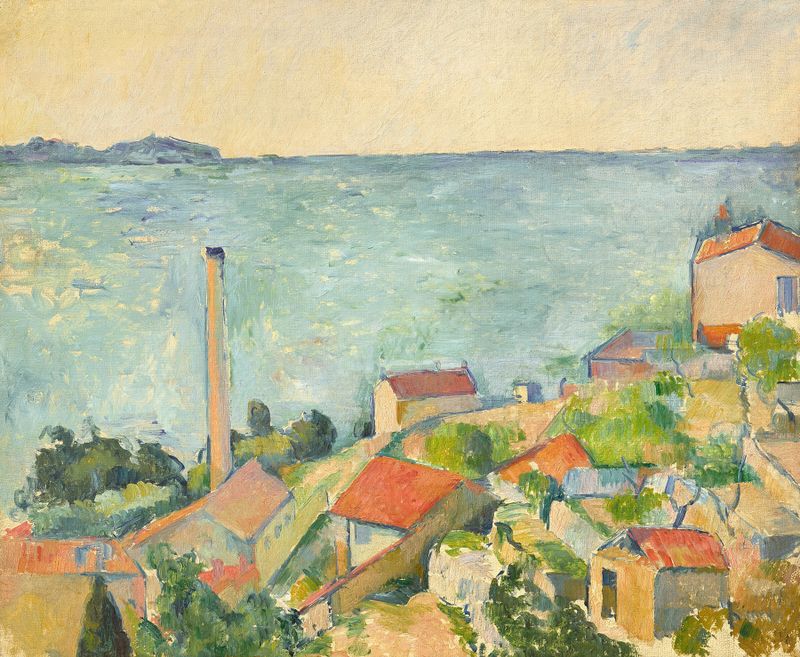La mer à l’Estaque de Paul Cezanne, óleo sobre lienzo que representa un paisaje marino.