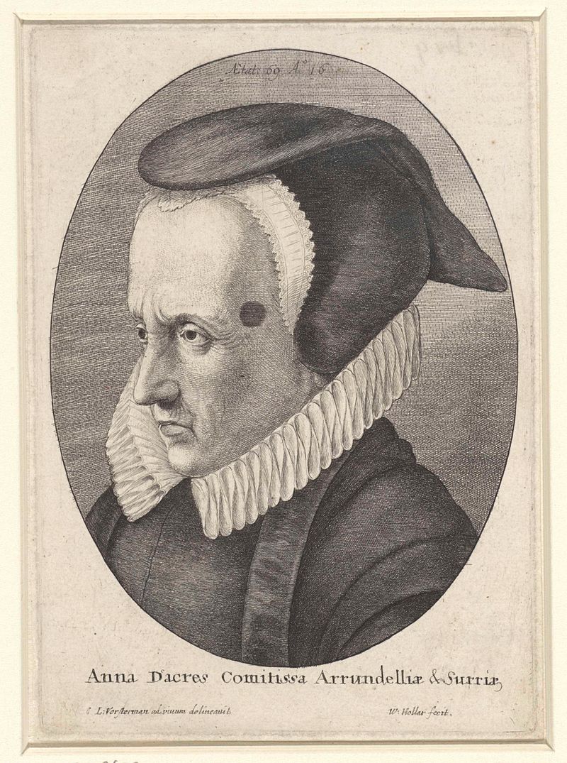 Retrato de Anne Dacres, condessa de Arundel, gravura de Wenceslaus Hollar