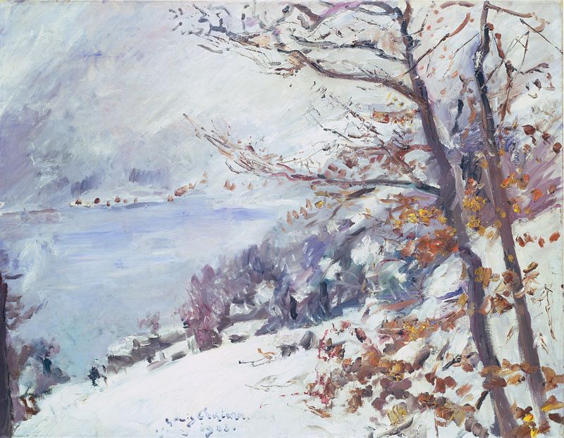 Winter landscape with snow and lake, oil on canvas by Lovis Corinth