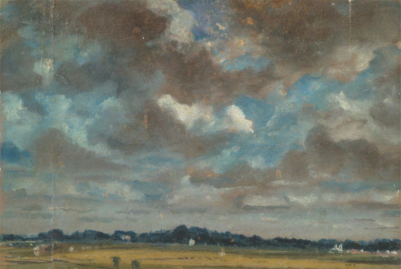 Extenso paisaje con nubes grises, óleo sobre lienzo de John Constable