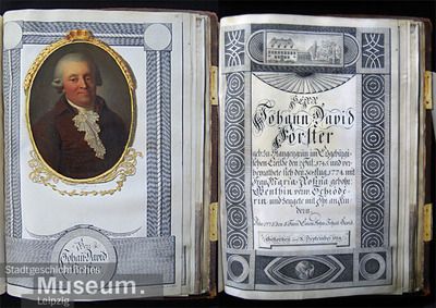 Retrato de Johann David Förster, óleo sobre pergamino de Daniel Caffe