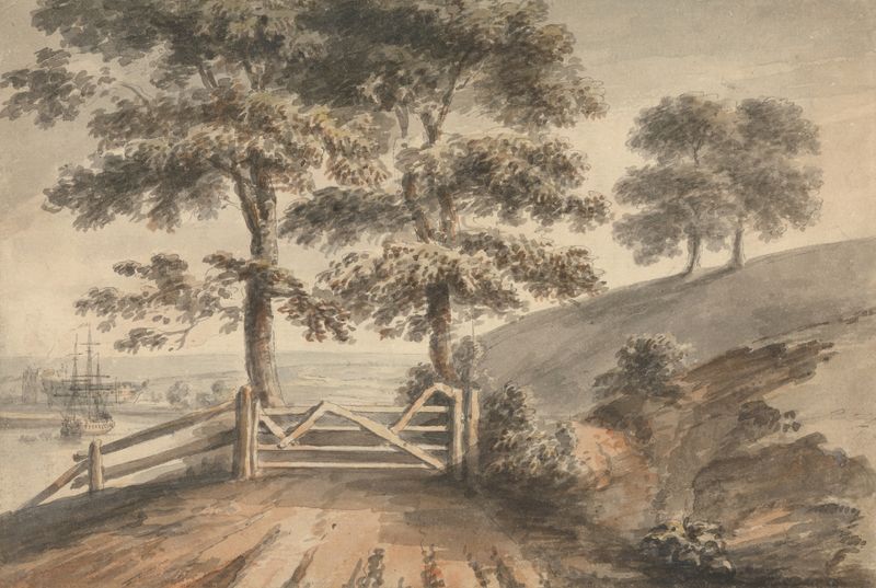 Landscape of Ashton Meadows, Bristol, oil on canvas by Nicholas Pocock
