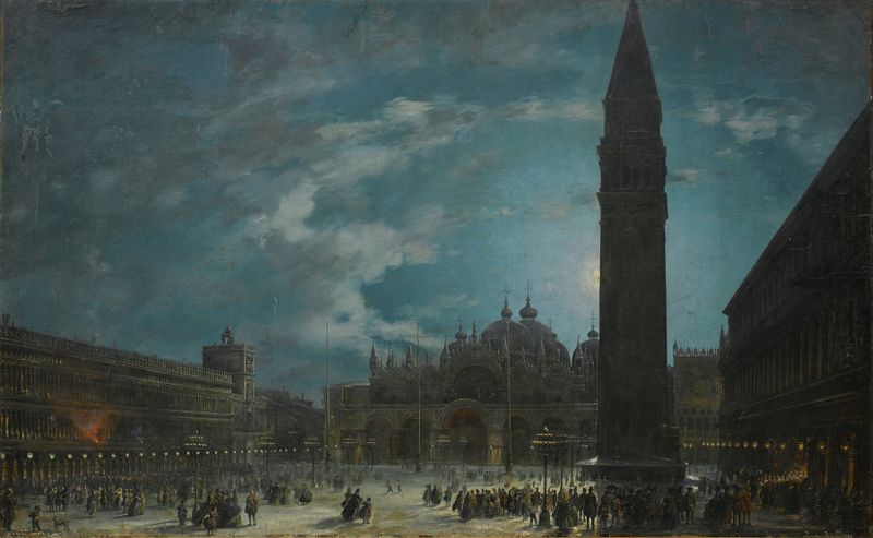 Genre scene depicting carnival revelers at dawn by Francesco Zanin