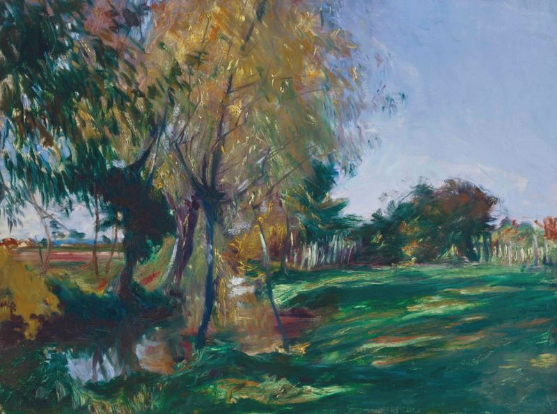 Escena de género de una animada calle de Broadway, óleo sobre lienzo de John Singer Sargent