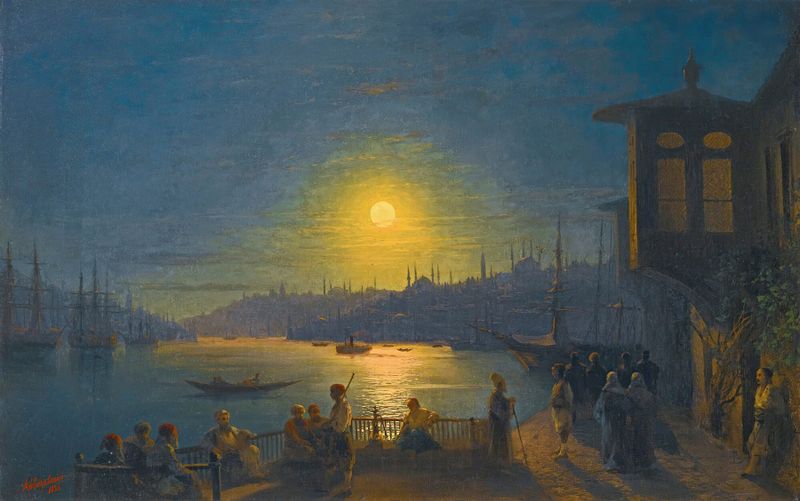 Moonrise Over The Golden Horn, pintura a óleo de Ivan Konstantinovich Aivazovsky